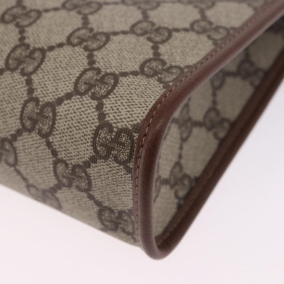 GUCCI GG Supreme Clutch Bag PVC Beige Gold Tone 014 115 6063 Auth 201128
