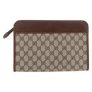 GUCCI GG Supreme Clutch Bag PVC Beige Gold Tone 014 115 6063 Auth 201128-3