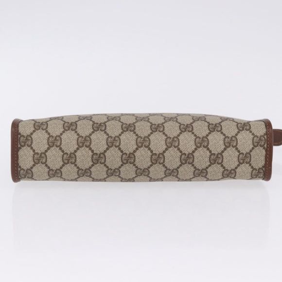 GUCCI GG Supreme Clutch Bag PVC Beige Gold Tone 014 115 6063 Auth 201128