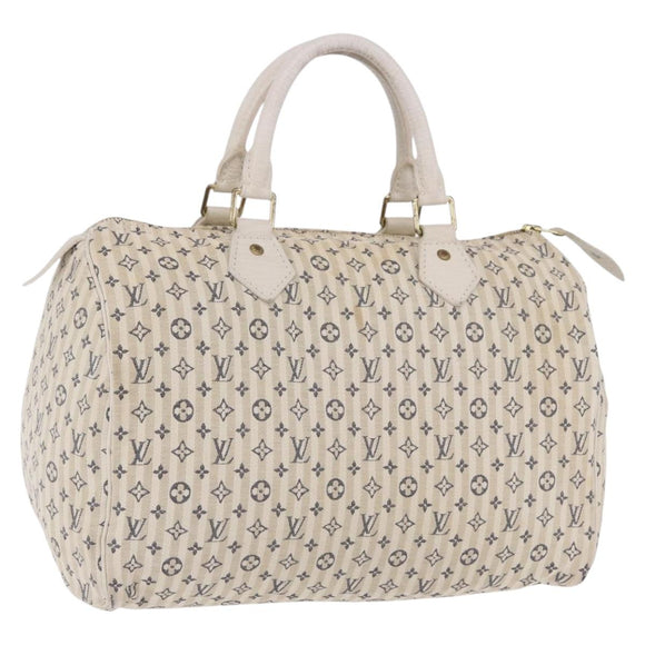 LOUIS VUITTON Monogram Mini Lin Croisette Speedy 30 Bag Blue M95500 Auth 201129A