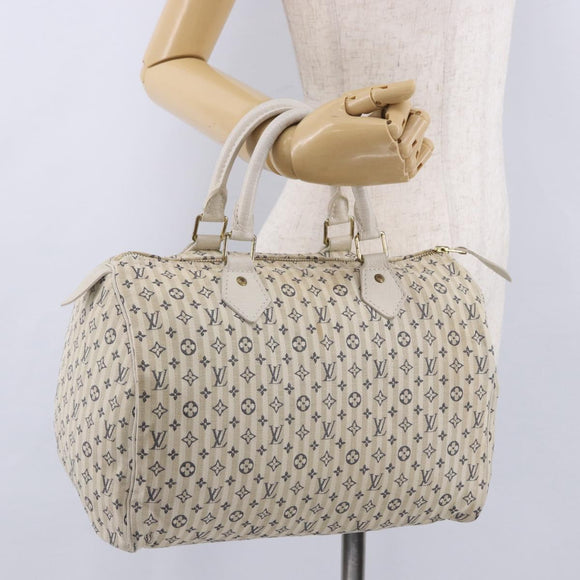 LOUIS VUITTON Monogram Mini Lin Croisette Speedy 30 Bag Blue M95500 Auth 201129A