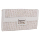 Christian Dior Trotter Canvas Long Wallet Beige Silver Auth 201131V-1