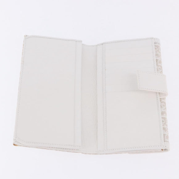 Christian Dior Trotter Canvas Long Wallet Beige Silver Auth 201131V