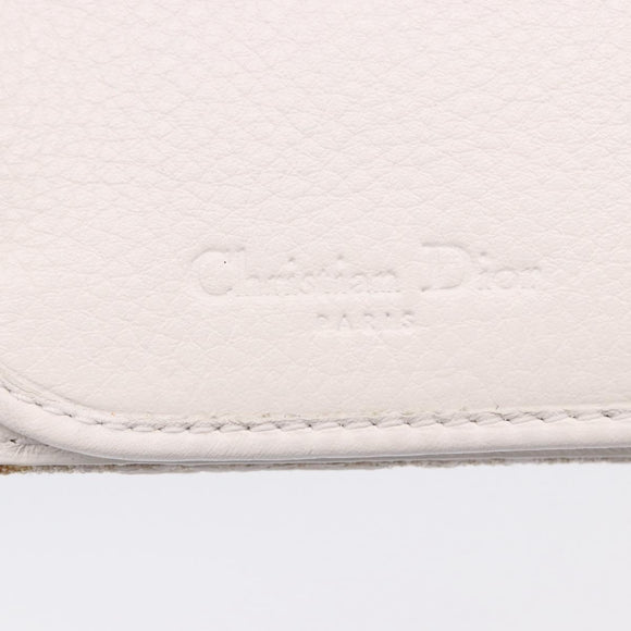 Christian Dior Trotter Canvas Long Wallet Beige Silver Auth 201131V