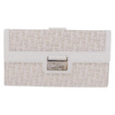 Christian Dior Trotter Canvas Long Wallet Beige Silver Auth 201131V-13