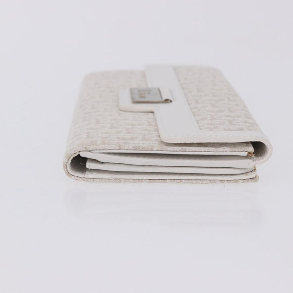 Christian Dior Trotter Canvas Long Wallet Beige Silver Auth 201131V