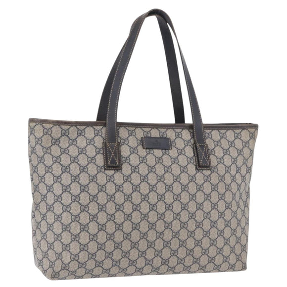 GUCCI GG Supreme Tote Bag PVC Navy Silver 211137 Auth 201133