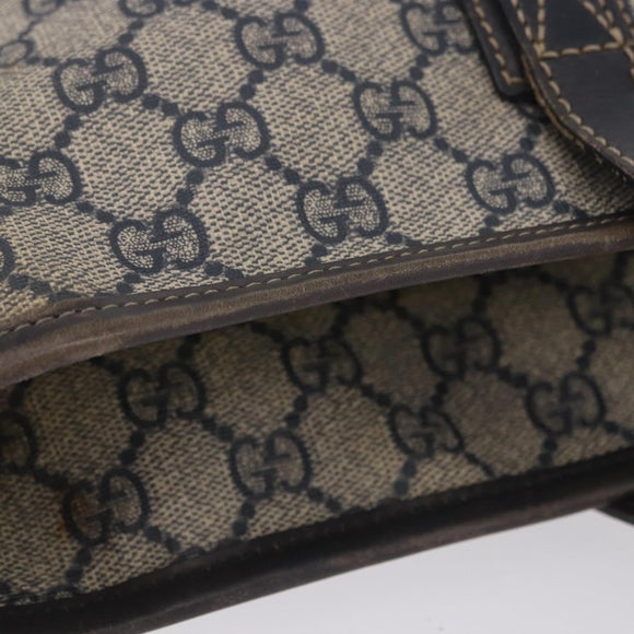 GUCCI GG Supreme Tote Bag PVC Navy Silver 211137 Auth 201133