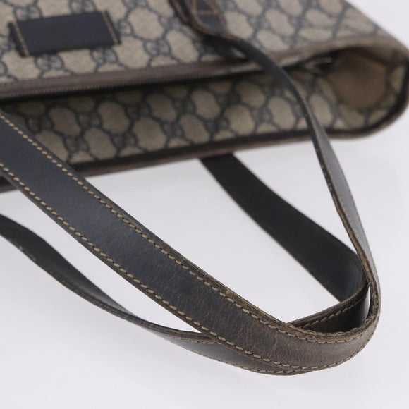 GUCCI GG Supreme Tote Bag PVC Navy Silver 211137 Auth 201133