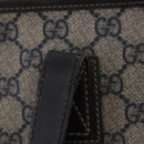 GUCCI GG Supreme Tote Bag PVC Navy Silver 211137 Auth 201133-15