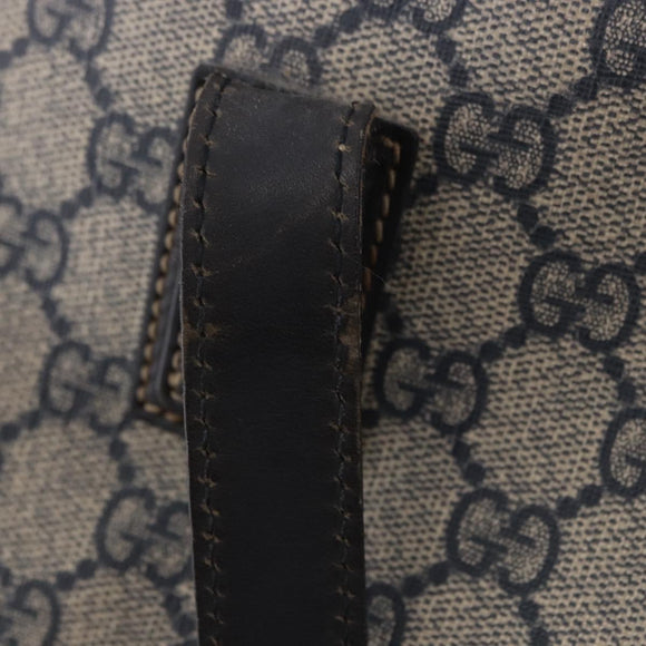 GUCCI GG Supreme Tote Bag PVC Navy Silver 211137 Auth 201133