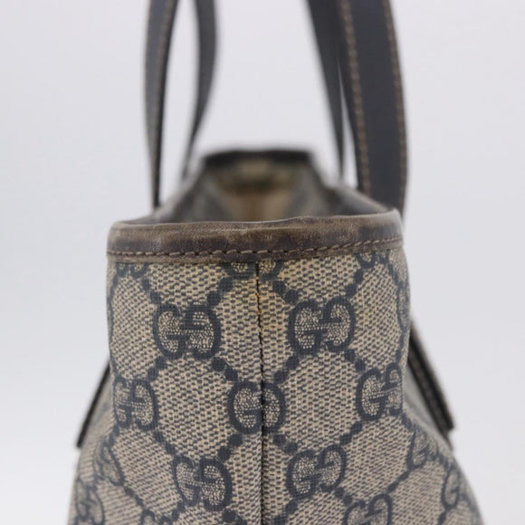 GUCCI GG Supreme Tote Bag PVC Navy Silver 211137 Auth 201133