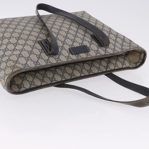 GUCCI GG Supreme Tote Bag PVC Navy Silver 211137 Auth 201133