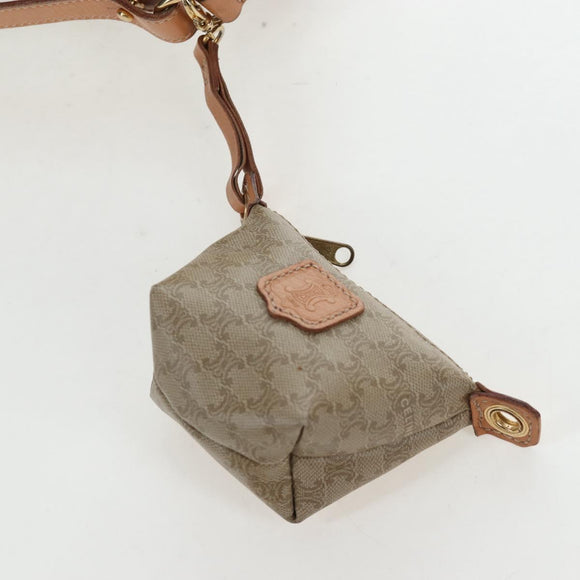 CELINE Macadam Canvas Hand Bag PVC Beige Gold Auth 201135V