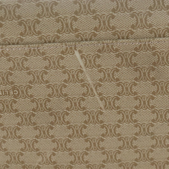 CELINE Macadam Canvas Hand Bag PVC Beige Gold Auth 201135V