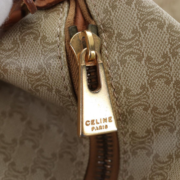 CELINE Macadam Canvas Hand Bag PVC Beige Gold Auth 201135V