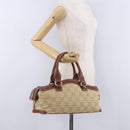 CELINE Hand Bag Canvas Beige Gold Tone Auth 201139A-28