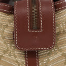 CELINE Hand Bag Canvas Beige Gold Tone Auth 201139A-4