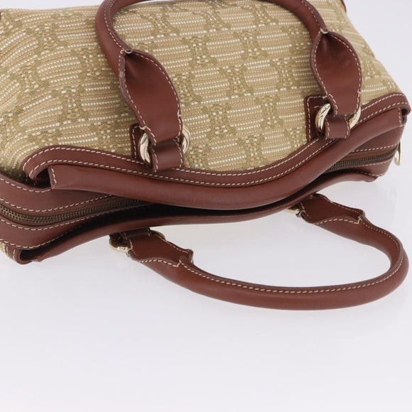 CELINE Hand Bag Canvas Beige Gold Tone Auth 201139A