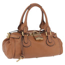 Chloe Paddington Hand Bag Leather Brown Gold Silver Auth 201140V-1