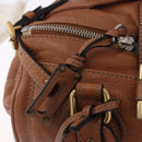 Chloe Paddington Hand Bag Leather Brown Gold Silver Auth 201140V-16