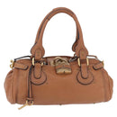 Chloe Paddington Hand Bag Leather Brown Gold Silver Auth 201140V-2