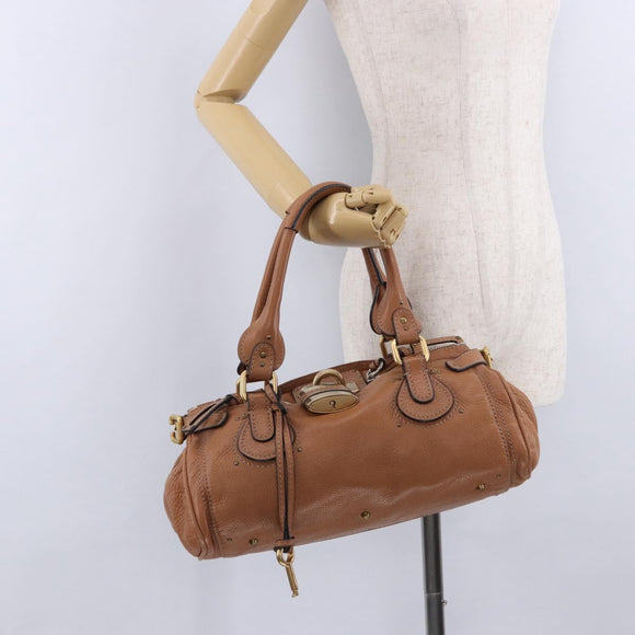 Chloe Paddington Hand Bag Leather Brown Gold Silver Auth 201140V
