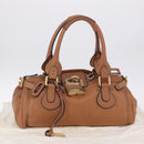 Chloe Paddington Hand Bag Leather Brown Gold Silver Auth 201140V-26