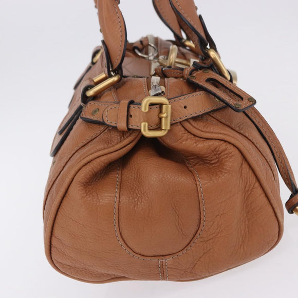 Chloe Paddington Hand Bag Leather Brown Gold Silver Auth 201140V