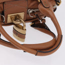 Chloe Paddington Hand Bag Leather Brown Gold Silver Auth 201140V-7