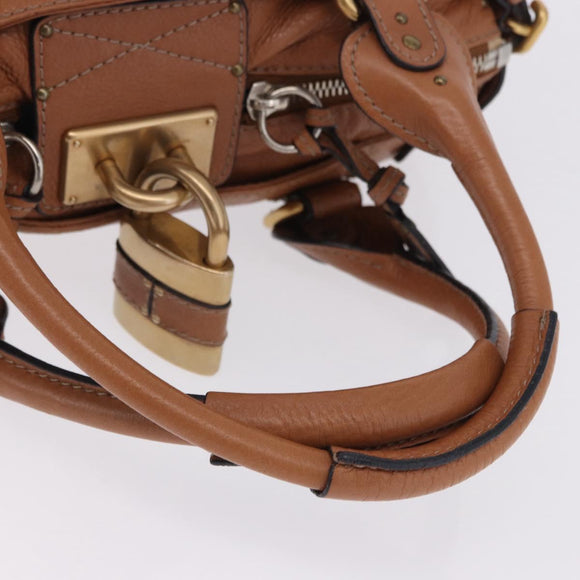 Chloe Paddington Hand Bag Leather Brown Gold Silver Auth 201140V