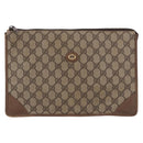 GUCCI GG Supreme Clutch Bag PVC Beige Gold Tone 89 01 029 Auth 201147-2