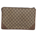 GUCCI GG Supreme Clutch Bag PVC Beige Gold Tone 89 01 029 Auth 201147-3