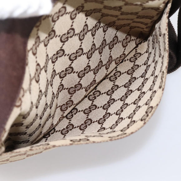 GUCCI GG Canvas Shoulder Bag Beige Silver 27639 Auth 201150
