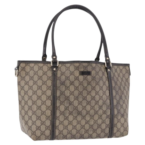 GUCCI GG Supreme Tote Bag PVC Beige Gold Tone 197953 Auth 201153