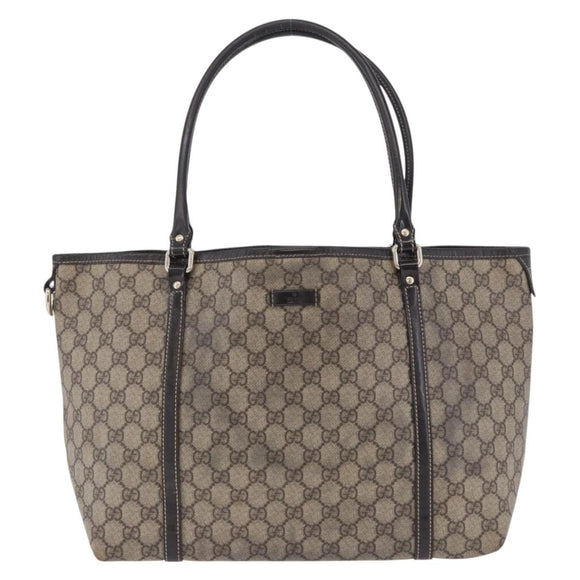 GUCCI GG Supreme Tote Bag PVC Beige Gold Tone 197953 Auth 201153