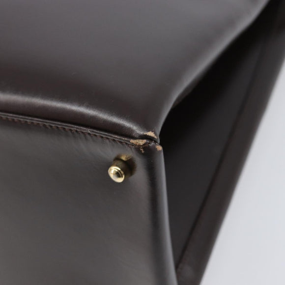 GUCCI Hand Bag Leather Brown Gold Tone 002 2046 0332 Auth 201157