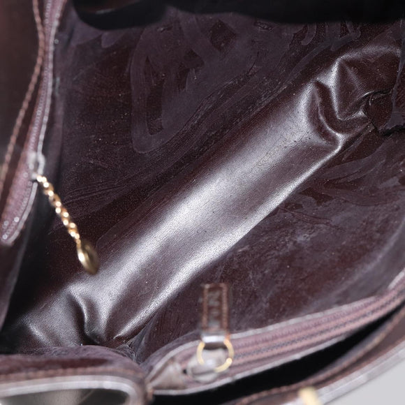GUCCI Hand Bag Leather Brown Gold Tone 002 2046 0332 Auth 201157