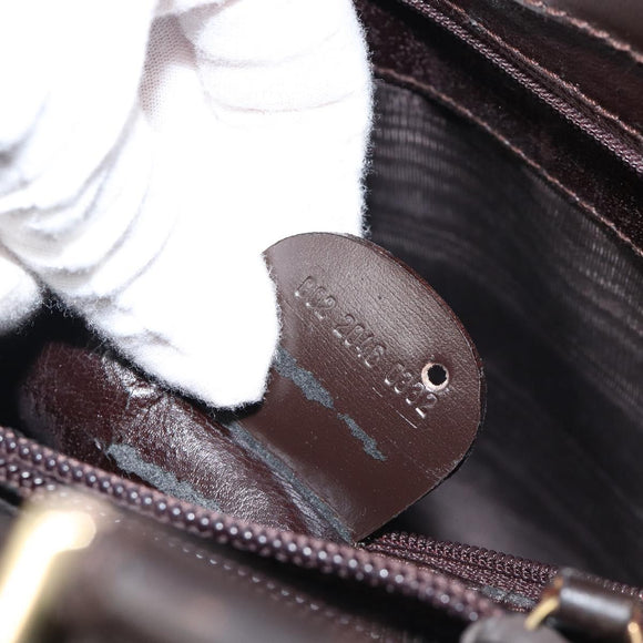GUCCI Hand Bag Leather Brown Gold Tone 002 2046 0332 Auth 201157