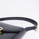 GUCCI Shoulder Bag Leather Navy Gold Tone Auth 201158-10