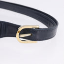 GUCCI Shoulder Bag Leather Navy Gold Tone Auth 201158-11