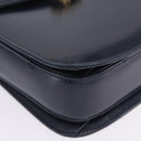 GUCCI Shoulder Bag Leather Navy Gold Tone Auth 201158-13