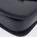 GUCCI Shoulder Bag Leather Navy Gold Tone Auth 201158-14