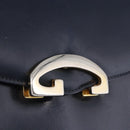 GUCCI Shoulder Bag Leather Navy Gold Tone Auth 201158-17