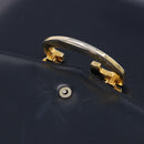 GUCCI Shoulder Bag Leather Navy Gold Tone Auth 201158-18