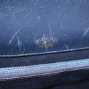 GUCCI Shoulder Bag Leather Navy Gold Tone Auth 201158-20
