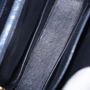 GUCCI Shoulder Bag Leather Navy Gold Tone Auth 201158-21