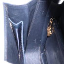 GUCCI Shoulder Bag Leather Navy Gold Tone Auth 201158-23