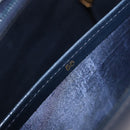 GUCCI Shoulder Bag Leather Navy Gold Tone Auth 201158-27