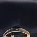 GUCCI Shoulder Bag Leather Navy Gold Tone Auth 201158-3